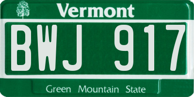 VT license plate BWJ917