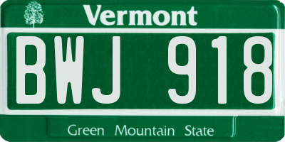 VT license plate BWJ918