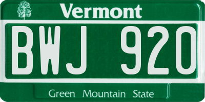 VT license plate BWJ920
