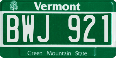 VT license plate BWJ921