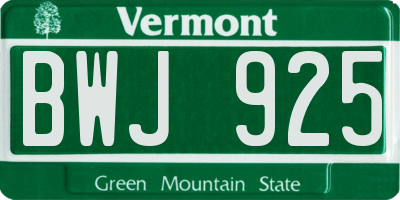 VT license plate BWJ925