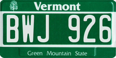 VT license plate BWJ926