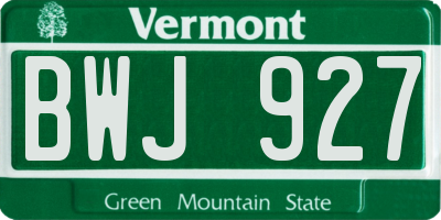 VT license plate BWJ927