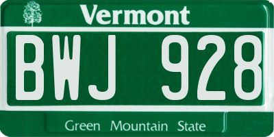 VT license plate BWJ928