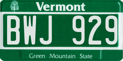VT license plate BWJ929