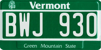 VT license plate BWJ930