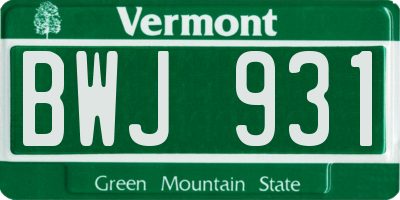 VT license plate BWJ931