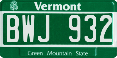 VT license plate BWJ932