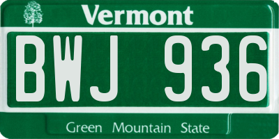 VT license plate BWJ936