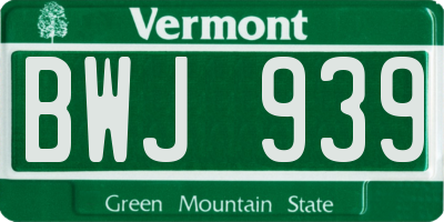 VT license plate BWJ939