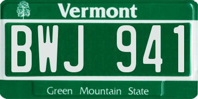 VT license plate BWJ941