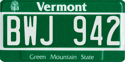 VT license plate BWJ942
