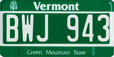 VT license plate BWJ943