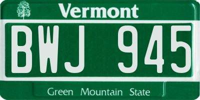 VT license plate BWJ945