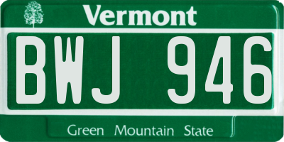 VT license plate BWJ946