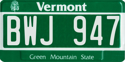 VT license plate BWJ947