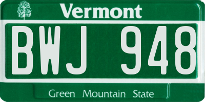 VT license plate BWJ948