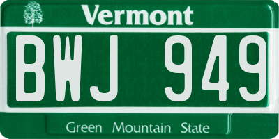 VT license plate BWJ949