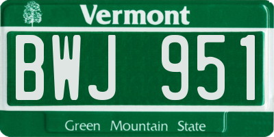 VT license plate BWJ951