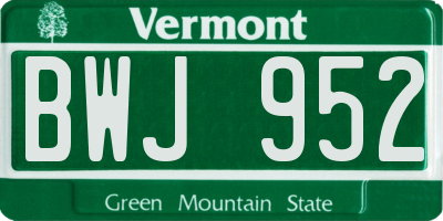 VT license plate BWJ952