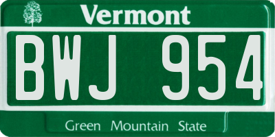 VT license plate BWJ954