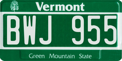 VT license plate BWJ955