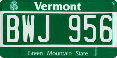 VT license plate BWJ956