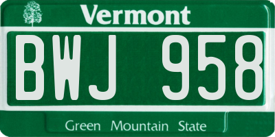 VT license plate BWJ958