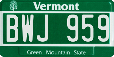 VT license plate BWJ959
