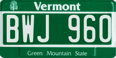 VT license plate BWJ960