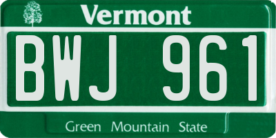 VT license plate BWJ961