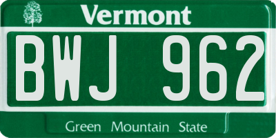 VT license plate BWJ962