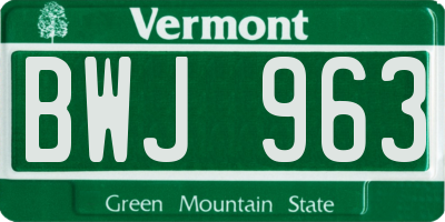 VT license plate BWJ963