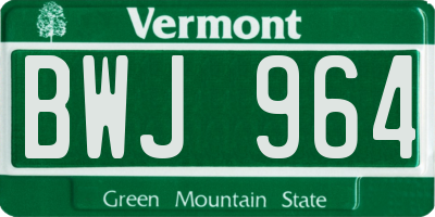 VT license plate BWJ964