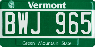 VT license plate BWJ965