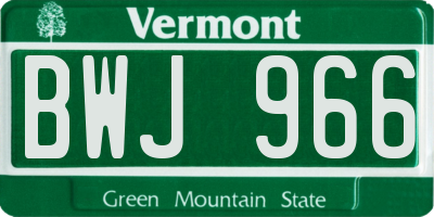 VT license plate BWJ966