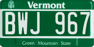 VT license plate BWJ967