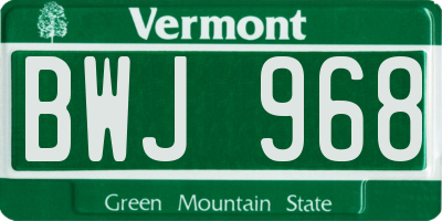 VT license plate BWJ968