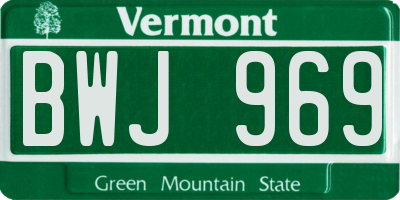 VT license plate BWJ969