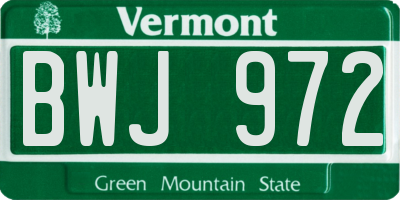 VT license plate BWJ972
