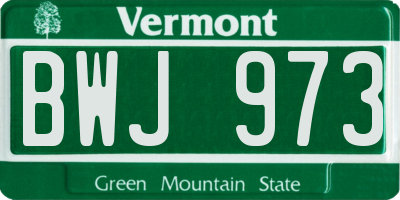VT license plate BWJ973