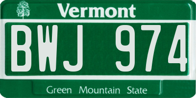 VT license plate BWJ974