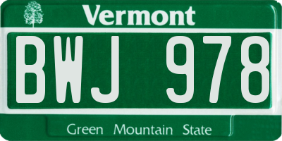 VT license plate BWJ978