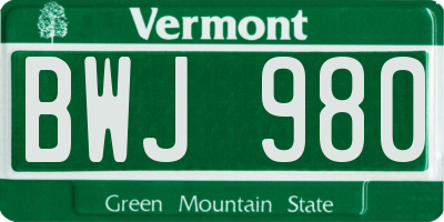 VT license plate BWJ980