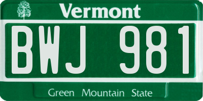 VT license plate BWJ981