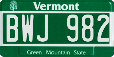 VT license plate BWJ982