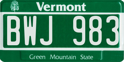 VT license plate BWJ983