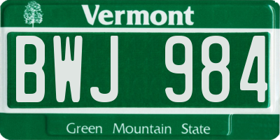 VT license plate BWJ984