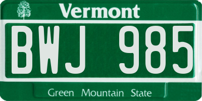 VT license plate BWJ985