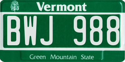 VT license plate BWJ988